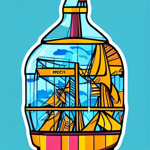 Image similar to Ship in a bottle, sticker, colorful, illustration, highly detailed, no jagged lines, vector art, smooth