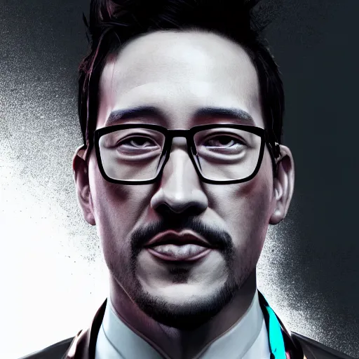Prompt: portrait of markiplier wearing a skintight suit, an ultrafine hyperdetailed illustration by tooth wu and wlop and beeple and greg rutkowski, trending on artstation, highly detailed, 4 k, 8 k
