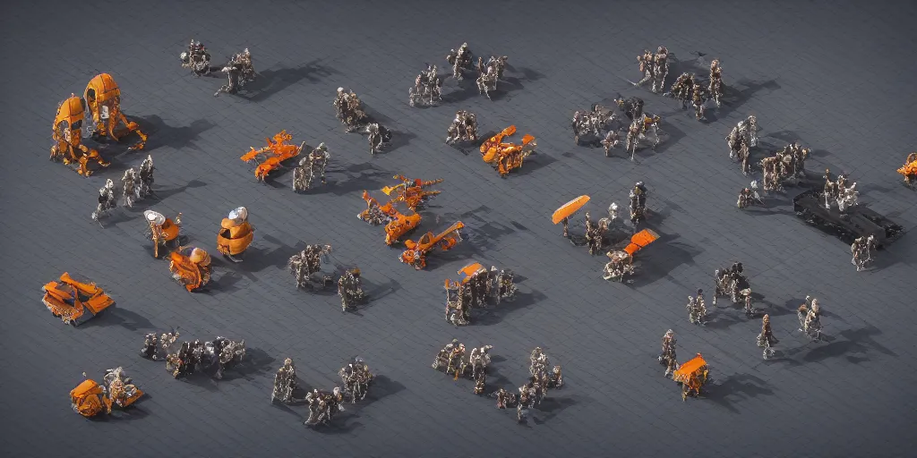 Image similar to Isometric 3d octane render of droid pieces