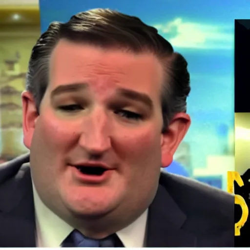 Image similar to ted cruz octopus monster destroys a city, news coverage on local affiliate