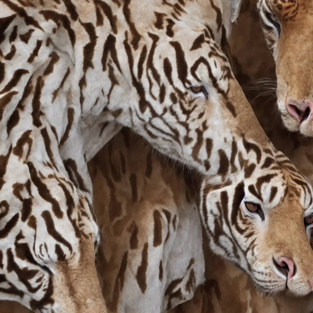 Image similar to texture of an albino giraffe and bengal tiger, 4k