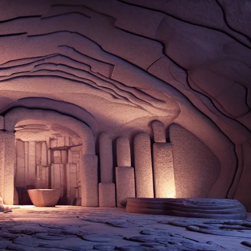 Image similar to : caverns with luxury architectural plans hyper - realistic, detailed, render by c 4 d octane, unreal engine, 8 k 3 d render ray traceing