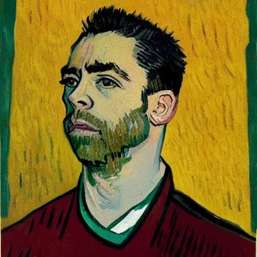 Image similar to HD painting of Xavi Hernandez by Van Gogh