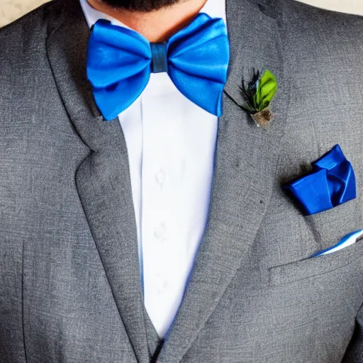 Image similar to blue salamander in a grey tuxedo and a bowtie, character icon