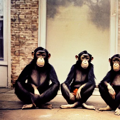 Image similar to the beatles as chimpanzees, photo, high detail