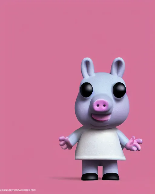 Prompt: full body 3d render of Peppa Pig as a funko pop, studio lighting, white background, blender, trending on artstation, 8k, highly detailed