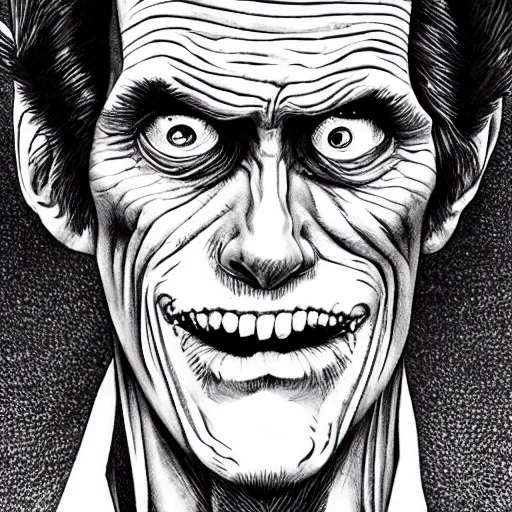 Image similar to horror portrait of willem dafoe by junji ito, hyper detailed, 4 k, extreme horror