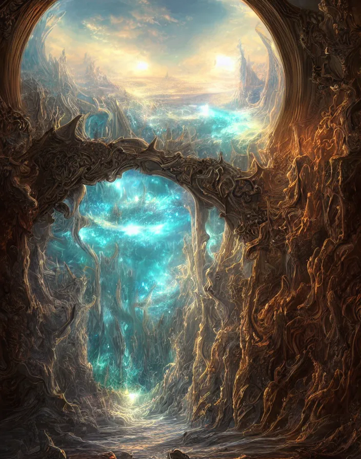 Image similar to the gate to the eternal kingdom of serendipity, fantasy, digital art, hd, detailed.