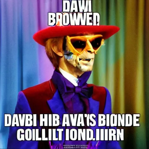 Image similar to David Bowie as Willy Wonka