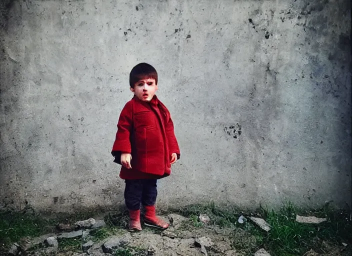 Image similar to professional fine details photo portrait of hasbulla kid from makhachkala, dagestan kid in the postsoviet suburbia, iphone detailed photo, instagram