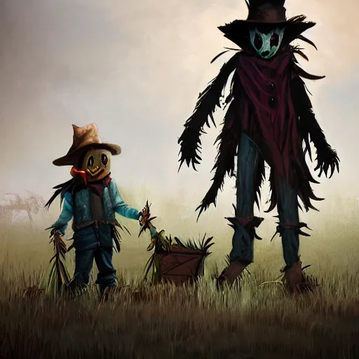 Image similar to scarecrow hunt, artstation