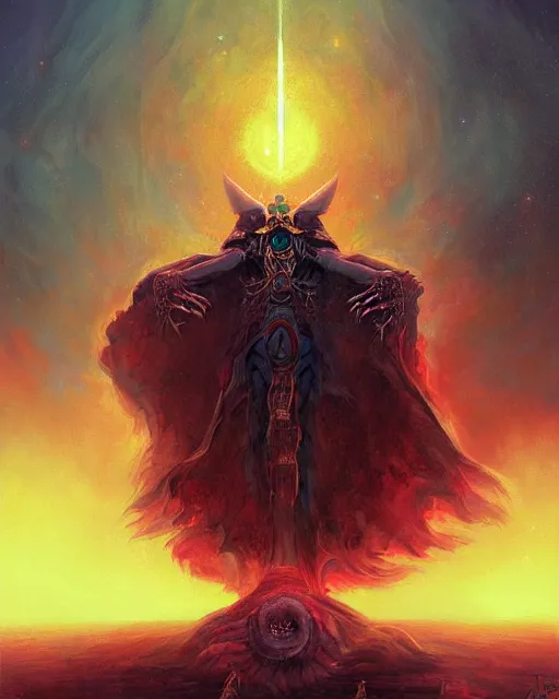 Prompt: Now I have become Death, the destroyer of worlds, artwork by artgerm, 4K resolution, stairway to Heaven, art by Paul Lehr