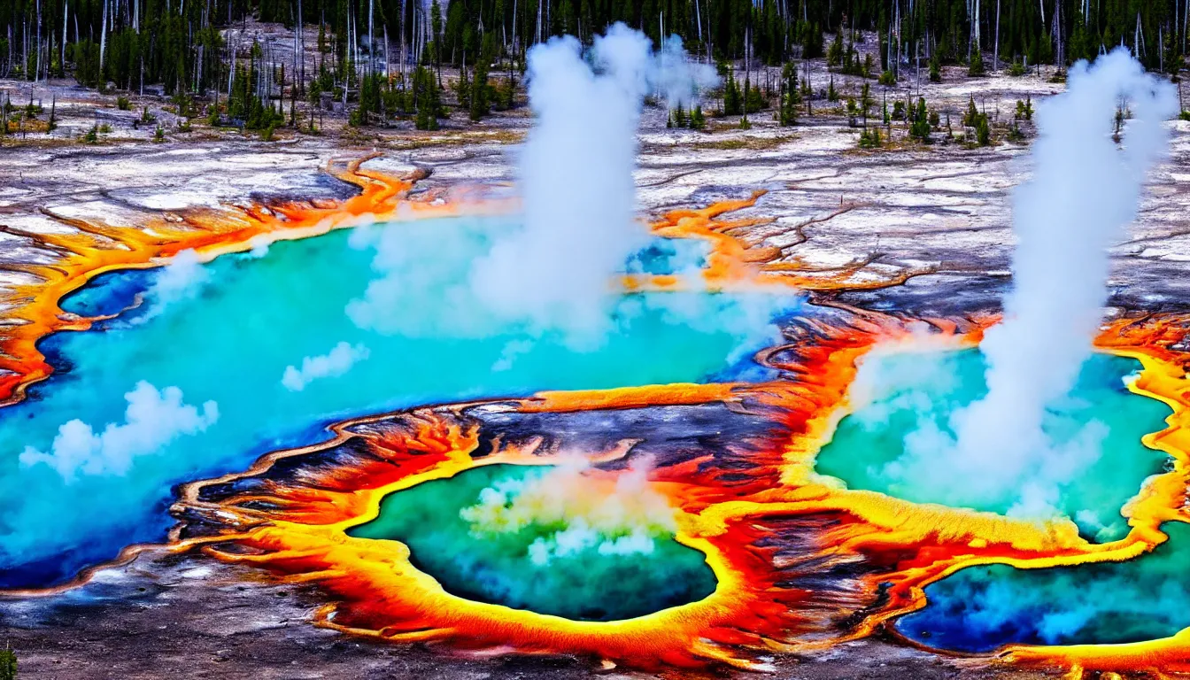 Prompt: beautiful, surreal painting of Yellowstone National Park, 4k, highly detailed