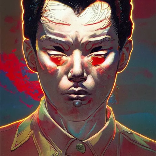 Image similar to prompt : soviet doomer portrait soft light painted by james jean and katsuhiro otomo and erik jones, inspired by akira anime, smooth face feature, intricate oil painting, high detail illustration, sharp high detail, manga and anime 1 9 9 9