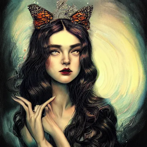 Prompt: a portrait in the style of anna dittmann and charles dulac and virgil finlay.