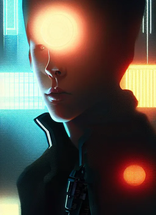 Image similar to symmetry!! portrait of zach harbrone, sci - fi -, cyberpunk, blade runner, glowing lights, tech, biotech, techwear!! intricate, elegant, highly detailed, digital painting, artstation, concept art, smooth, sharp focus, illustration, art by artgerm and greg rutkowski and alphonse mucha