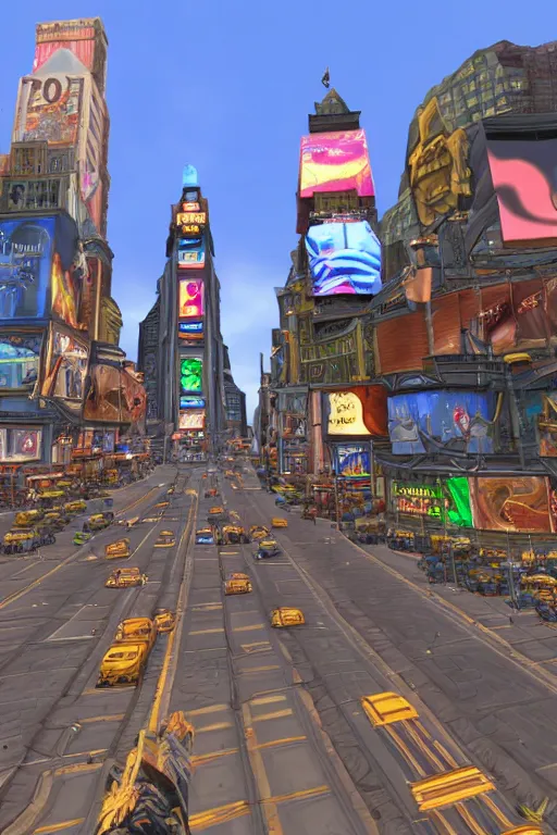 Image similar to Times Square in the style of Stormwind in World of Warcraft, unreal engine 8k resolution