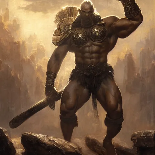 Image similar to handsome portrait of a spartan guy bodybuilder posing, radiant light, caustics, war hero, bloodborne, by gaston bussiere, bayard wu, greg rutkowski, giger, maxim verehin