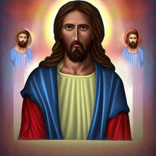 Image similar to jesus christ nodybuilder digital art