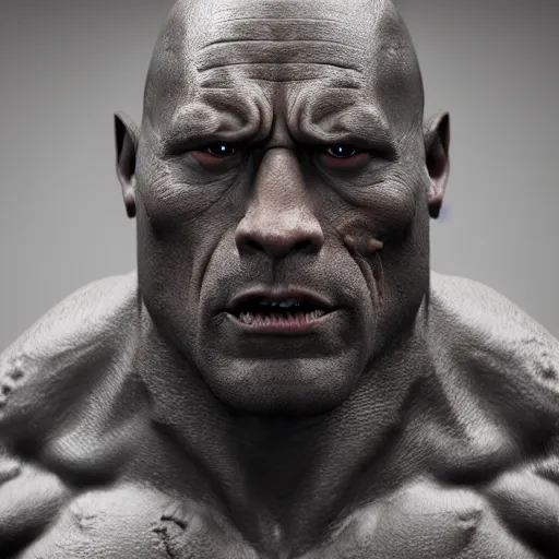 Image similar to dwayne the rock johnson demon. eldenring boss, zbrush, arnold render, unrealengine 5, dark souls, horror, extremely detailed