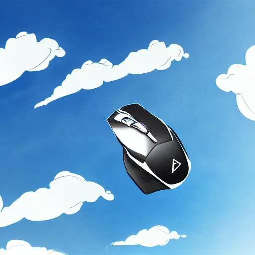 Prompt: a computer mouse flying through the sky digital concept art