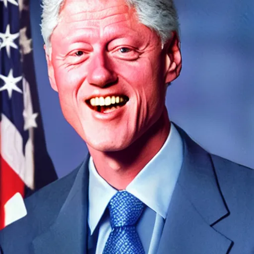 Image similar to realistic photo of bill clinton wearing a blue dress,