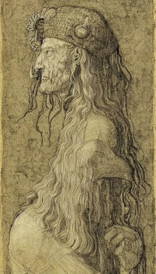 Image similar to portrait of a digital shaman, by leonardo da vinci