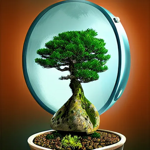 a bonsai with neon lights, photo studio, artstation, Stable Diffusion