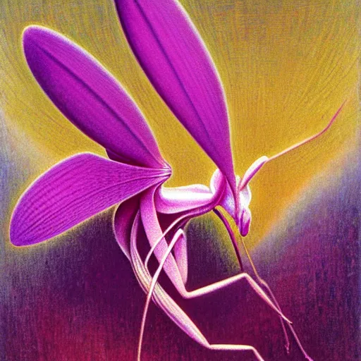 Image similar to orchid mantis by Jean Delville