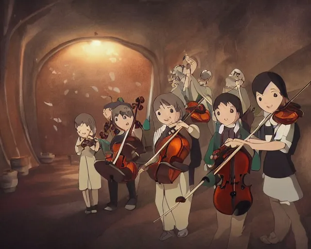 Prompt: violin concert, studio ghibli style, hayao miyazaki, award winning photograph, highly detailed, artstation, hd wallpaper