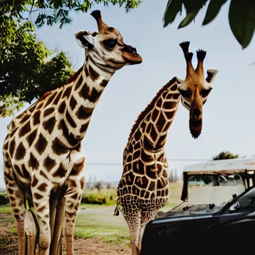 Image similar to a Giraffe-Pug Hybrid, A Giraffe that looks like a pug, huge tusks, afternoon hangout, good times photograph, candid