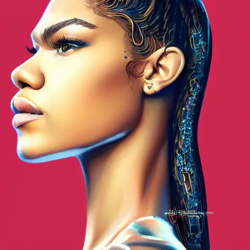 Prompt: A full portrait of Zendaya, intricate, elegant, highly detailed, digital painting, artstation, concept art, smooth, sharp focus, art by bouguerea