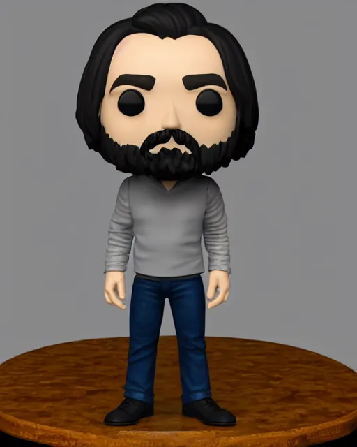 Image similar to full body 3d render of Charles Manson as a funko pop, studio lighting, white background, blender, trending on artstation, 8k, highly detailed