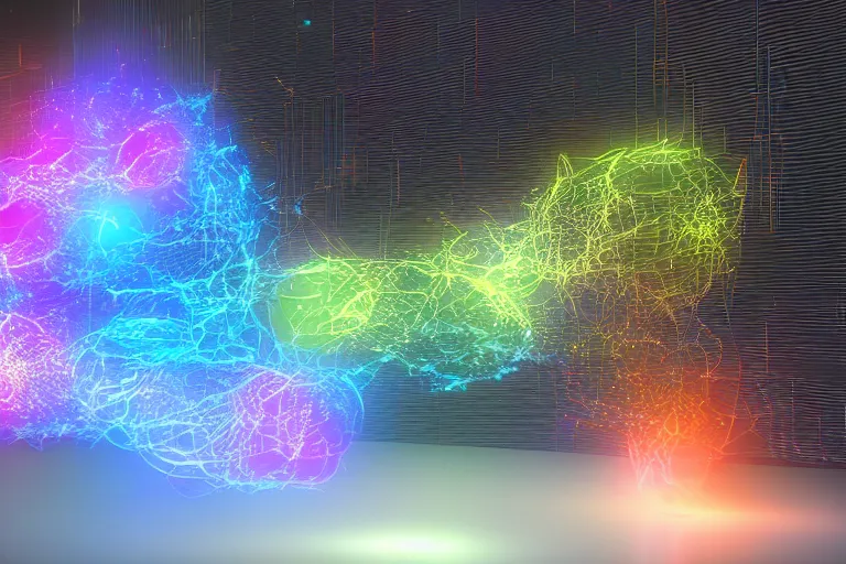 Image similar to x - particles, octane render, cinema 4 d