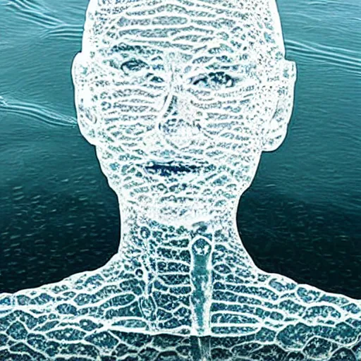 Image similar to photo of a woman made entirely of water reading the wikipedia article for water on her phone