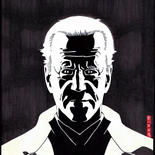 Image similar to Joe Biden looking sinister, by Tsutomu Nihei, highly detailed