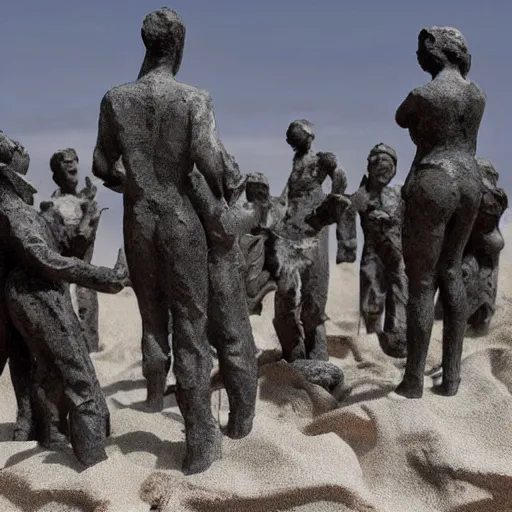 Prompt: This sculpture depicts a scene from the Spanish Civil War, which was a time of great turmoil and strife in Spain. The sculpture shows a group of people on a beach, with the ocean in the background. The people in the sculpture are all different sizes and shapes, and they are all looking in different directions. The sculpture is full of color and movement, and it is very expressive. The sculpture is also very powerful and emotional, and it has a very strong impact on the viewer. ivory by Suzanne Valadon flowing