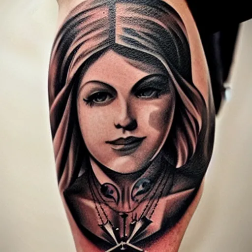 Prompt: tattoo of a portrait of zelda