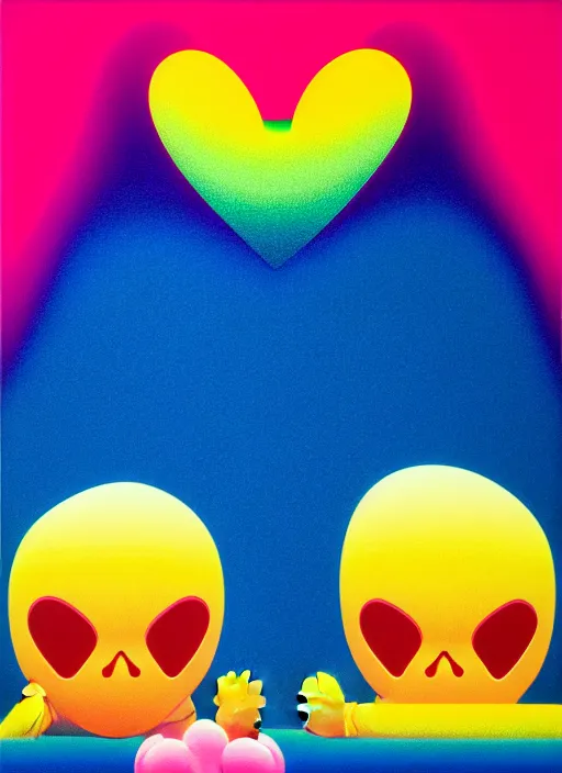 Image similar to heartbreak by shusei nagaoka, kaws, david rudnick, airbrush on canvas, pastell colours, cell shaded, 8 k