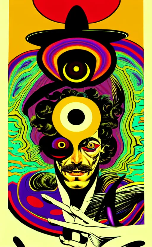 Prompt: psychedelic eyes wide angle shot, white background, vector art, illustration by frank frazetta and salvador dali