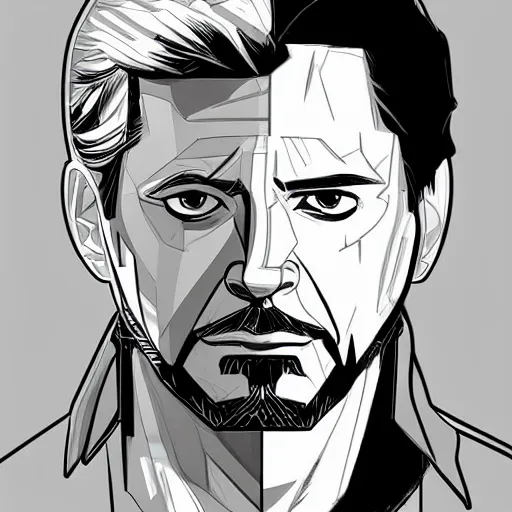 Prompt: concept art of tony stark, vector art, by cristiano siqueira, highly detailed, artstation, high quality