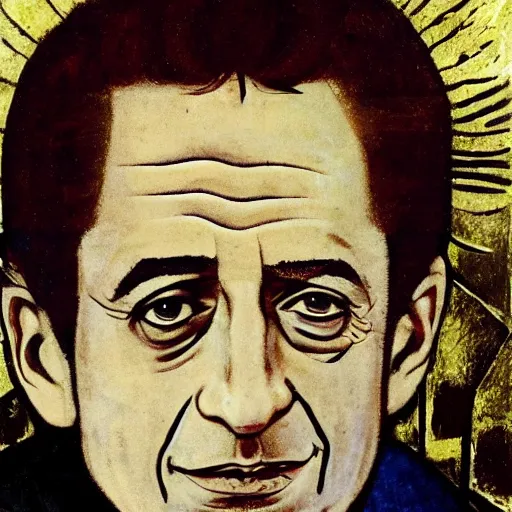 Image similar to a high quality and very detailed portrait of Nicolas Sarkozy, by Andrei Rublev