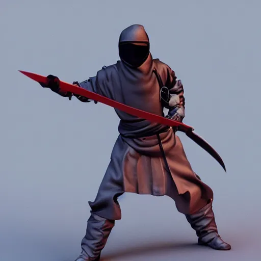 Image similar to a ninja holding a sword, 3 d render octane, trending on artstation