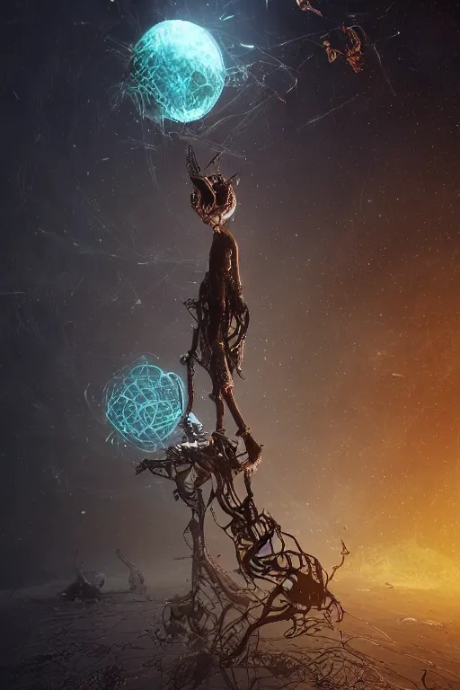 Image similar to letting go of reality and experiencing the quantum feild, tim burton comic book art, cinematic, highly detailed, realistic, beautiful cosmic neural network, octane render, unreal engine, depth of field, trending on artstation, sharp focus