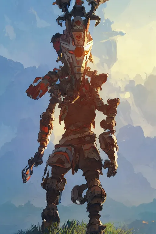 Image similar to combination suit armor aloy horizon forbidden west horizon zero dawn robot ninja mask helmet backpack tribal, art gta 5 comics, official fanart behance hd artstation by jesper ejsing, by rhads, makoto shinkai and lois van baarle, ilya kuvshinov, ossdraws radiating a glowing aura cgi rtx 2 0 2 2