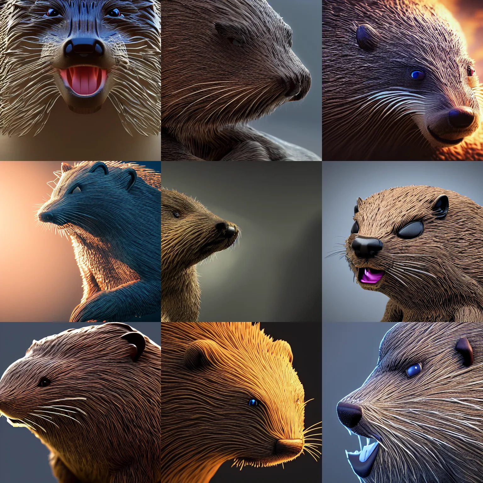 Prompt: closeup photo of the face of a beaver, intricate detail, volumetric lighting, epic composition, hyper detailed, ultra realistic, sharp focus, octane render, ray tracing, sense of awe, swirling mist