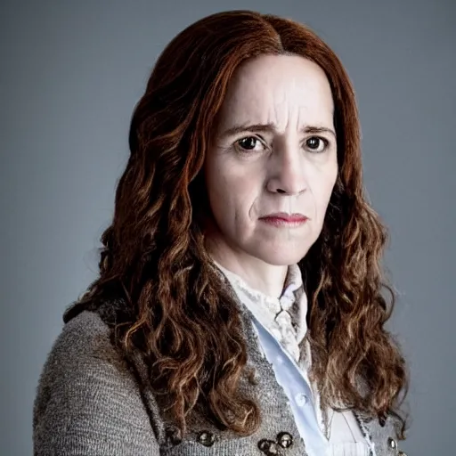 Prompt: photo of hermione granger in her 4 0 s, happy, realistic, perfect eyes, symmetrical, full body shot, wide angle, sharp focus, 8 k high definition, insanely detailed, intricate, elegant