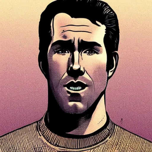 Image similar to “ ryan reynolds retro minimalist portrait by jean giraud, moebius starwatcher comic, 8 k ”