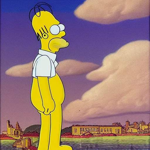 Prompt: Homer Simpson by David Caspar Friedrich