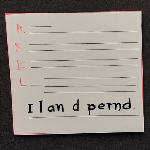Image similar to written text of the words'i am trying to spell and failing'on a 3 x 5 inch index card